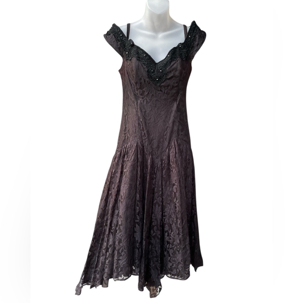 Paris sport club 1990’s black lace special Occassion dress size 9 Vgt - Picture 4 of 16